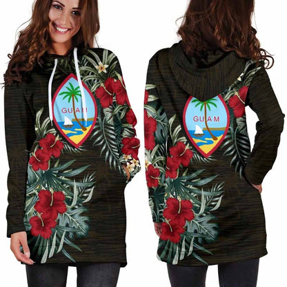 Guam Hoodie Dress - Guam Flag Hibiscus