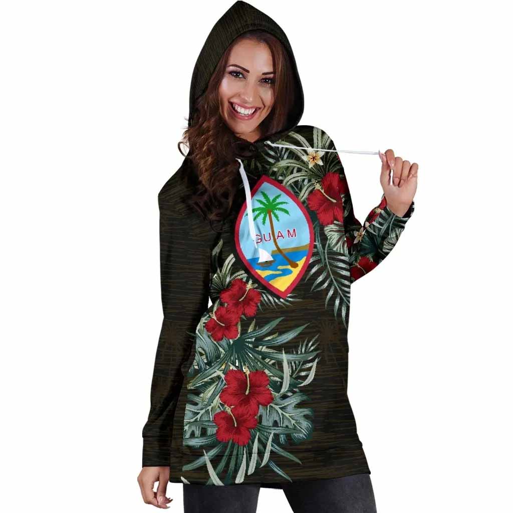 Guam Hoodie Dress - Guam Flag Hibiscus