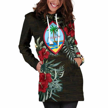 Guam Hoodie Dress - Guam Flag Hibiscus