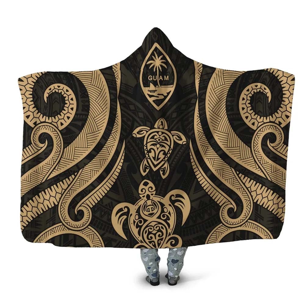Guam Hooded Blanket - Gold Tentacle Turtle