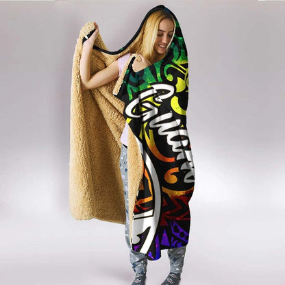 Guam Hooded Blanket - Rainbow Polynesian Pattern
