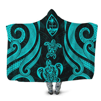 Guam Hooded Blanket - Turquoise Tentacle Turtle