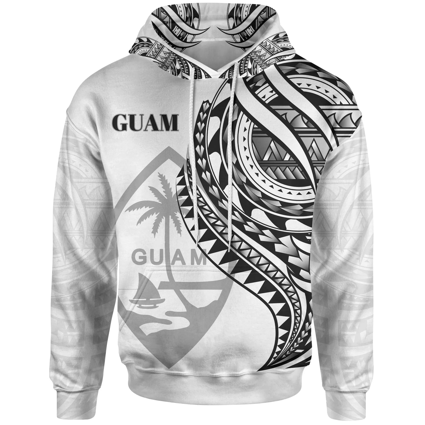 Guam Hoodie - Black Polynesian Patterns Best Guam Ever