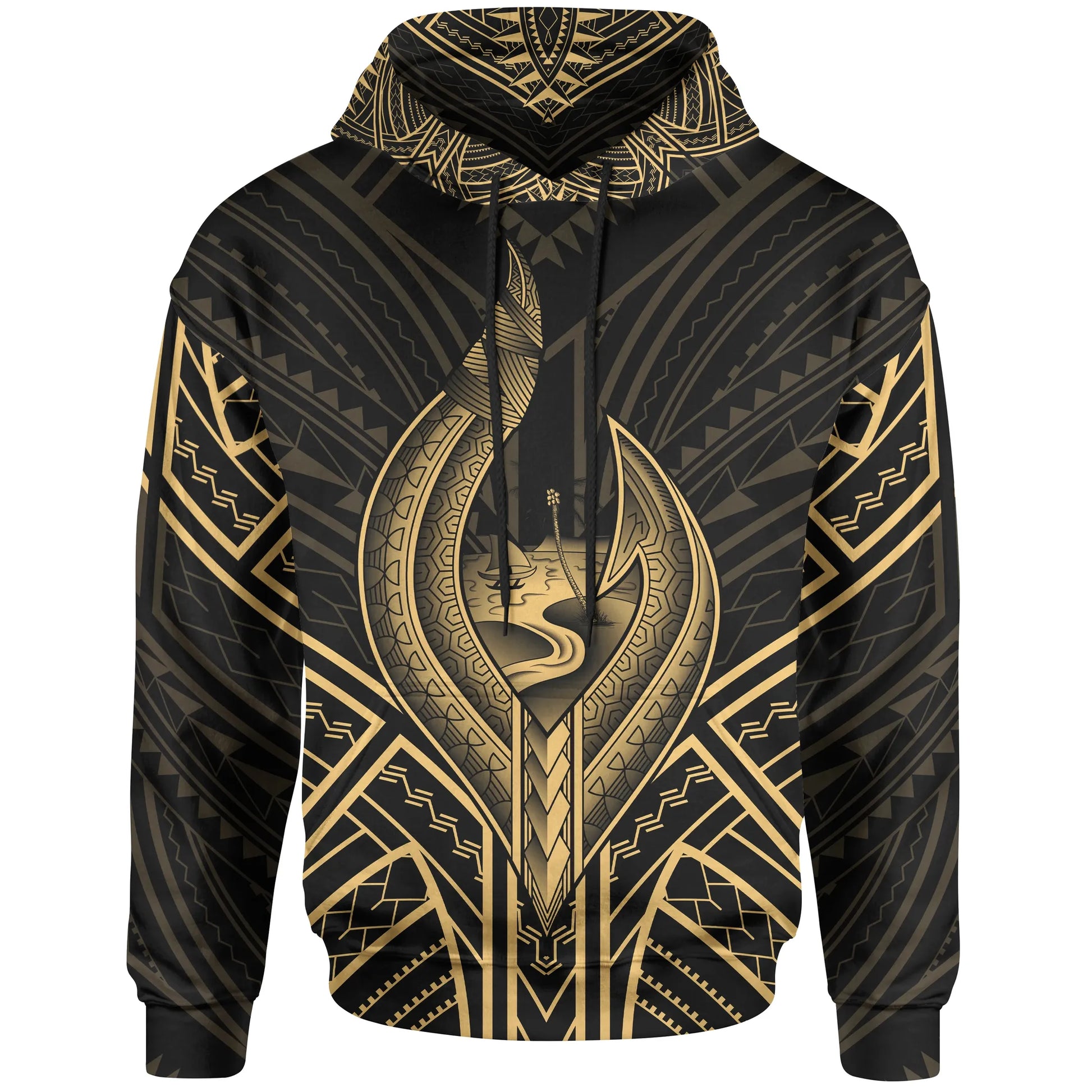 Guam Hoodie - Guam Seal Chamorro Tribal Gold Color