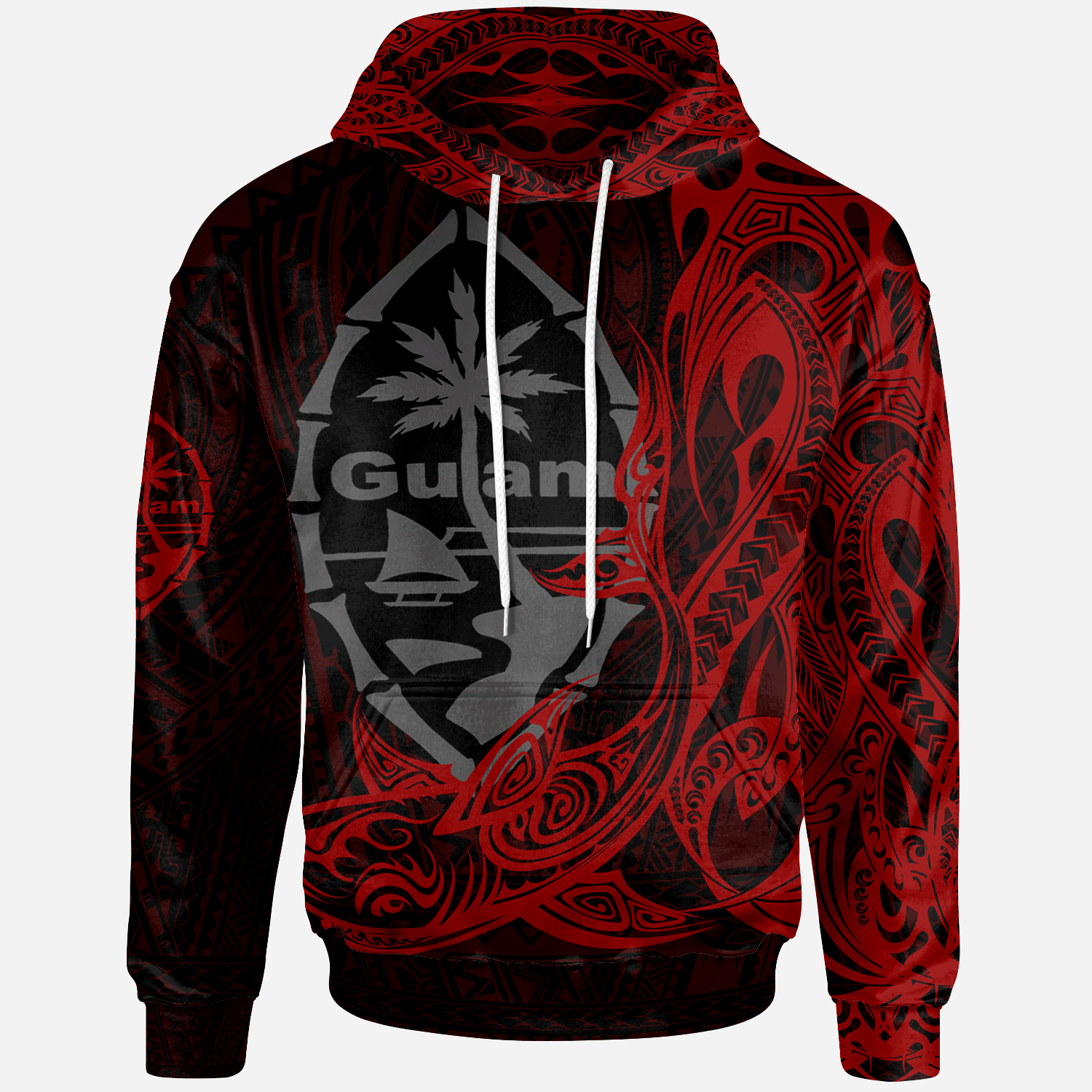 Guam Hoodie - Guam Seal With Shark Red Color