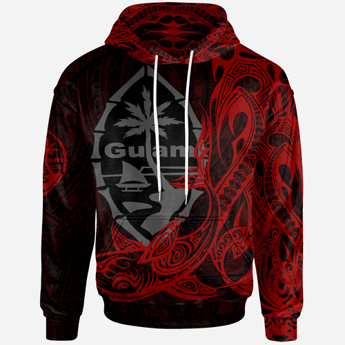 Guam Hoodie - Guam Seal With Shark Red Color