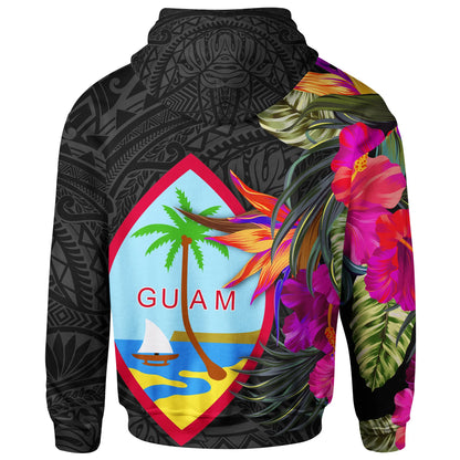 Guam Hoodie - Hibiscus Polynesian Pattern