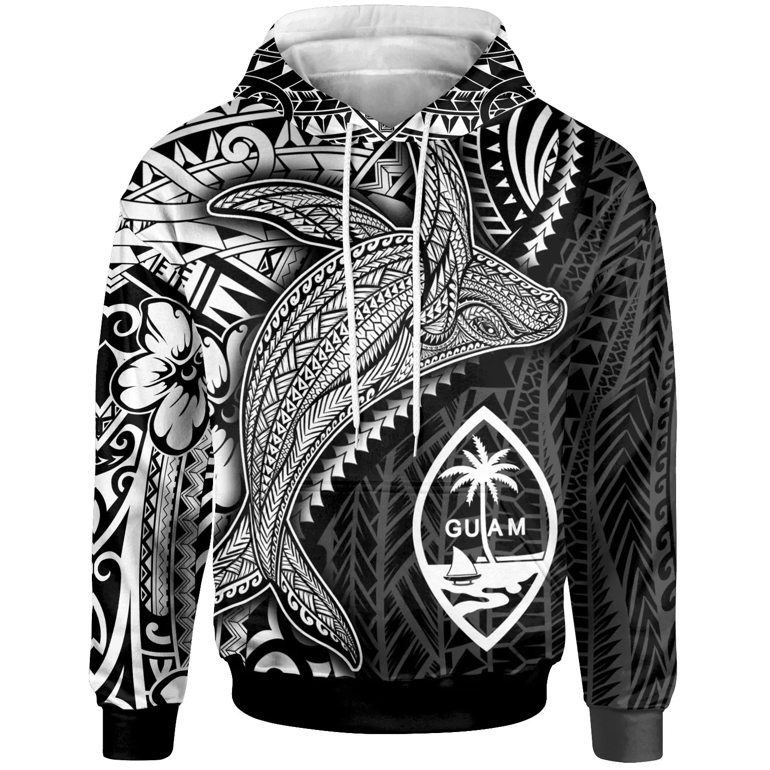 Guam Hoodie - Humpback Whale & Coat of Arms White