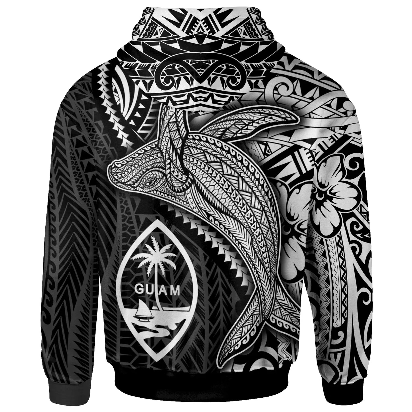 Guam Hoodie - Humpback Whale & Coat of Arms White