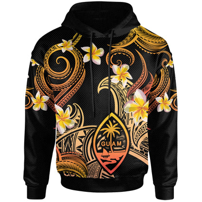 Guam Hoodie - Custom Personalised Polynesian Waves with Plumeria Flowers (Orange)