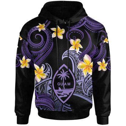 Guam Hoodie - Custom Personalised Polynesian Waves with Plumeria Flowers (Purple)