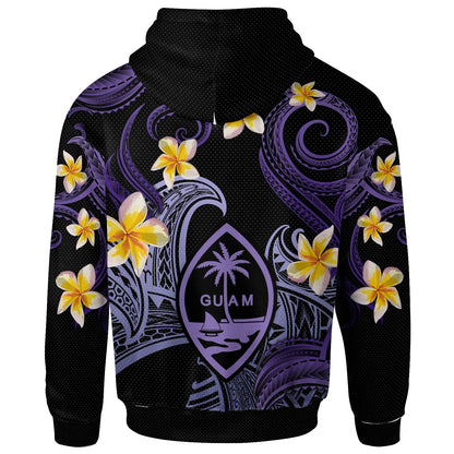 Guam Hoodie - Custom Personalised Polynesian Waves with Plumeria Flowers (Purple)