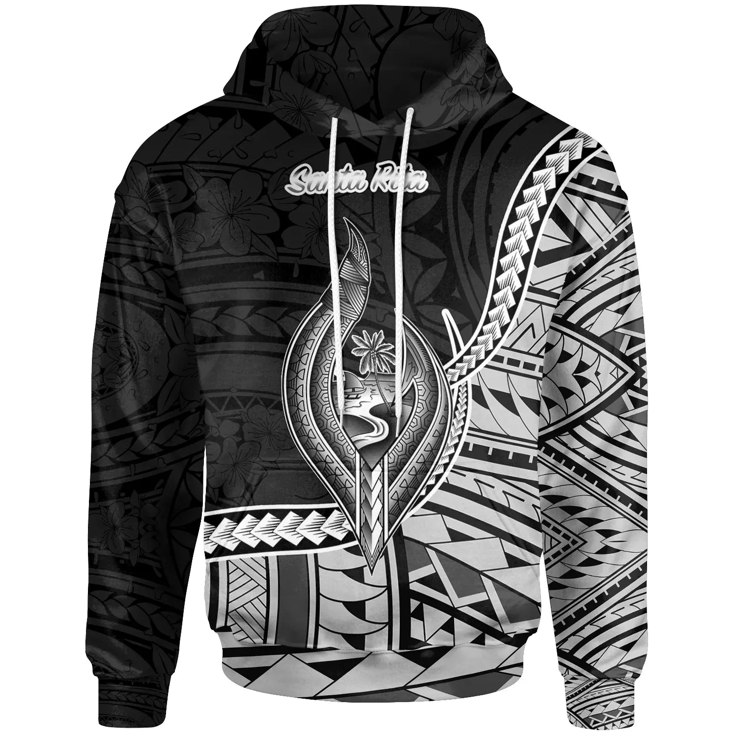 Guam Hoodie - Santa Rita Seal Of Guam Polynesian Patterns