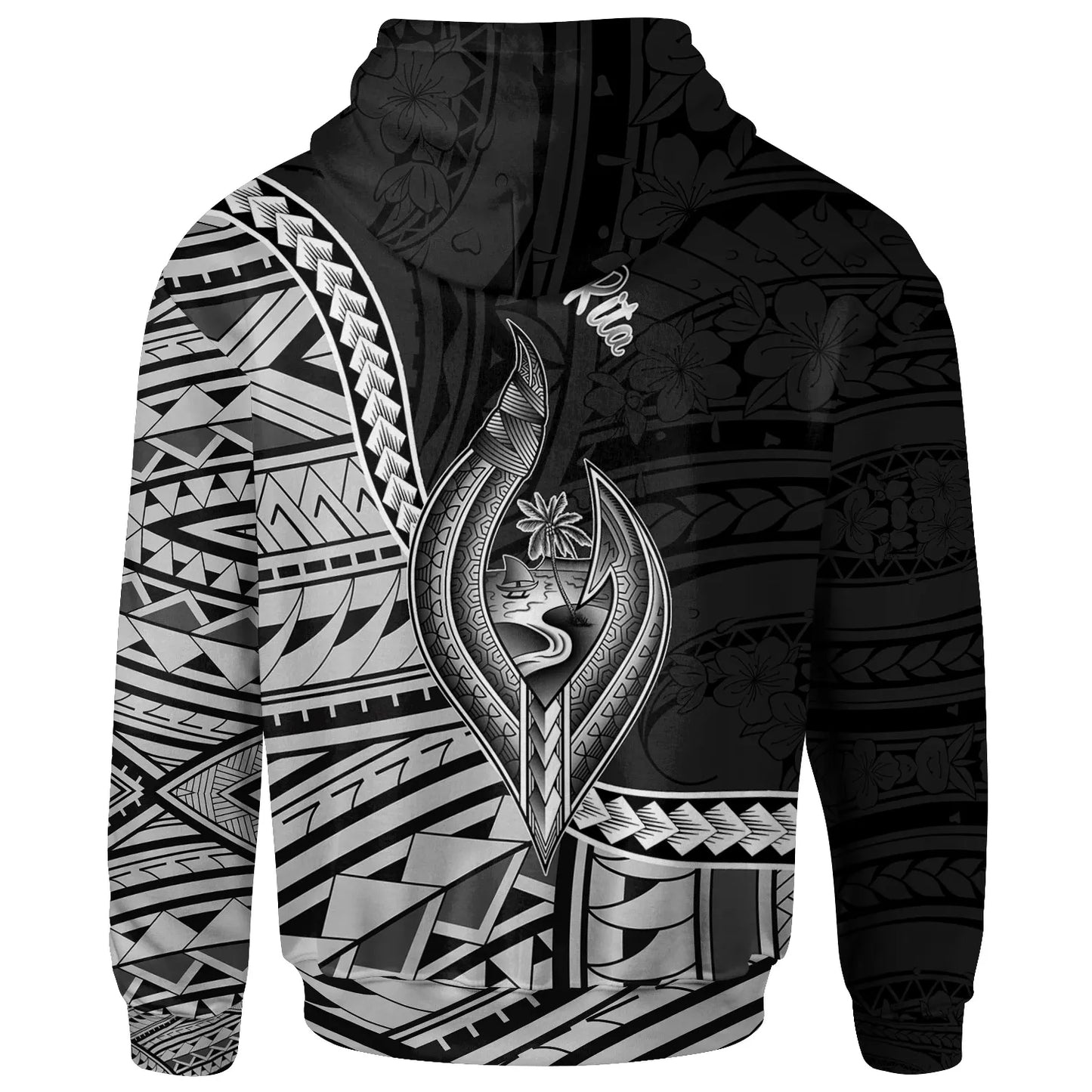 Guam Hoodie - Santa Rita Seal Of Guam Polynesian Patterns