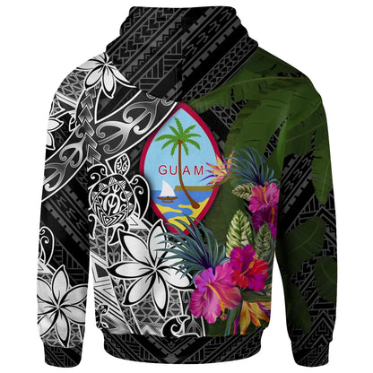Guam Hoodie - Turtle Plumeria Banana Leaf