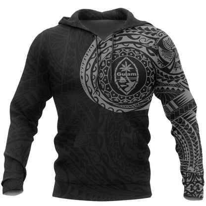Guam Hoodie - Guam Coat Of Arms Polynesian Tattoo Style Special Version