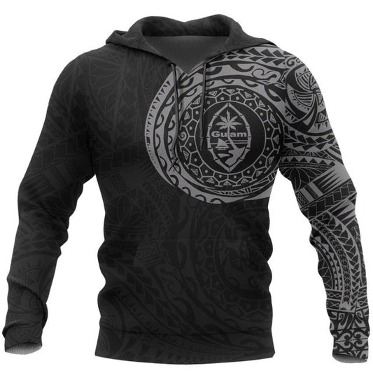 Guam Hoodie - Guam Coat Of Arms Polynesian Tattoo Style Special Version