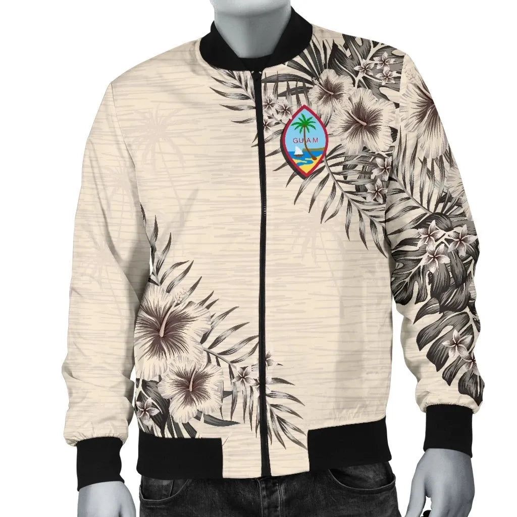 Guam Bomber Jacket - The Beige Hibiscus