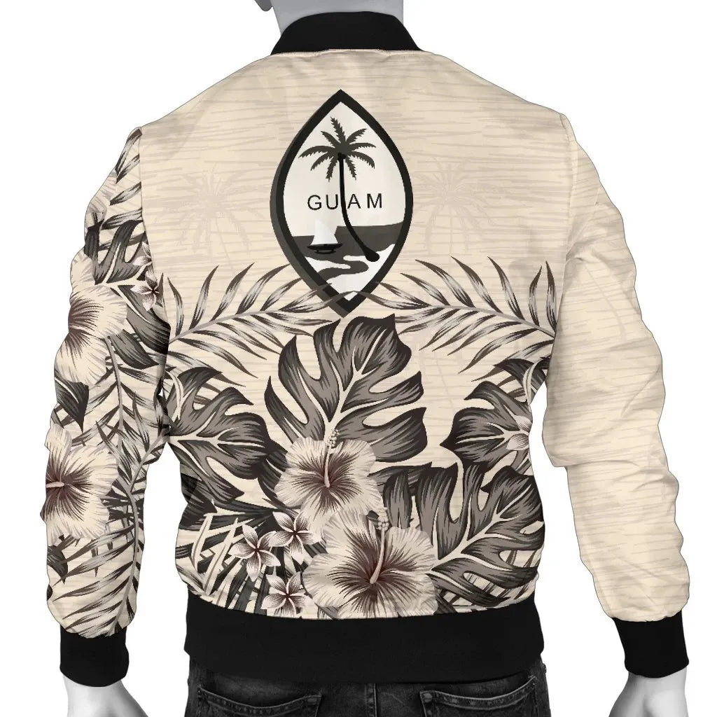 Guam Bomber Jacket - The Beige Hibiscus