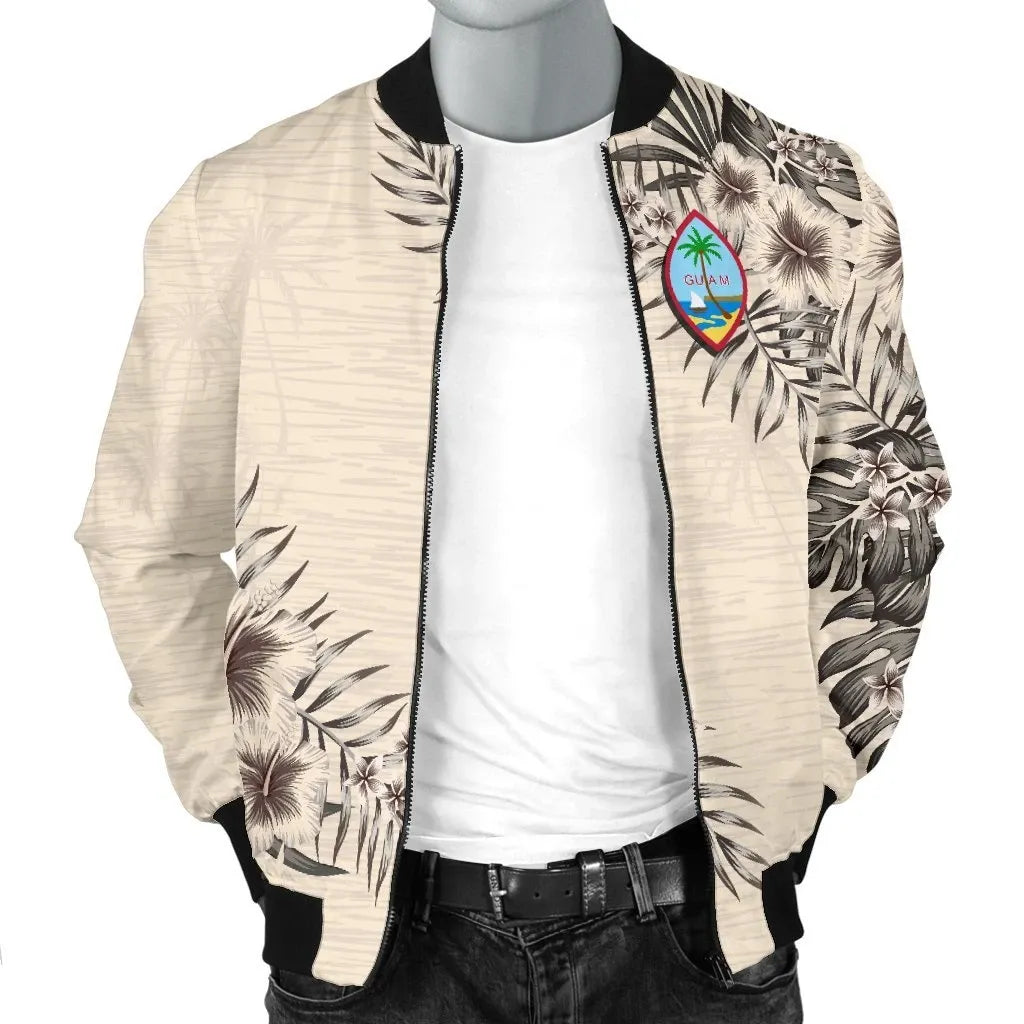Guam Bomber Jacket - The Beige Hibiscus