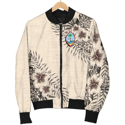 Guam Bomber Jacket - The Beige Hibiscus
