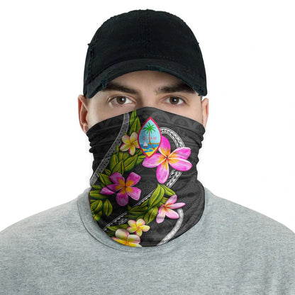 Guam Neck Gaiter - Plumeria Tattoo Pink Gold