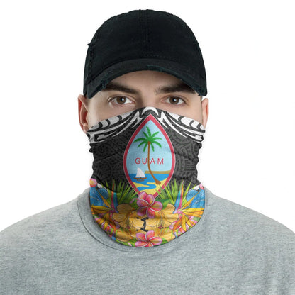 Guam Neck Gaiter - Tribal Floral Pattern