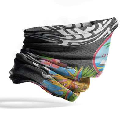 Guam Neck Gaiter - Tribal Floral Pattern