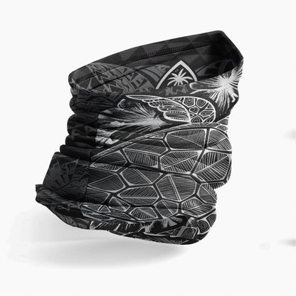 Guam Neck Gaiter - Turtle Hibiscus Black
