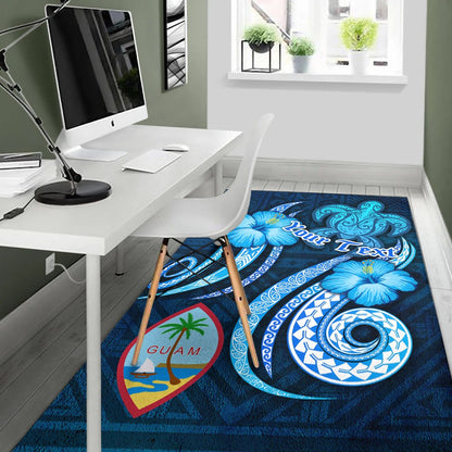 Guam Personalised Area Rug - Turtle and Tribal Tattoo Of Polynesian
