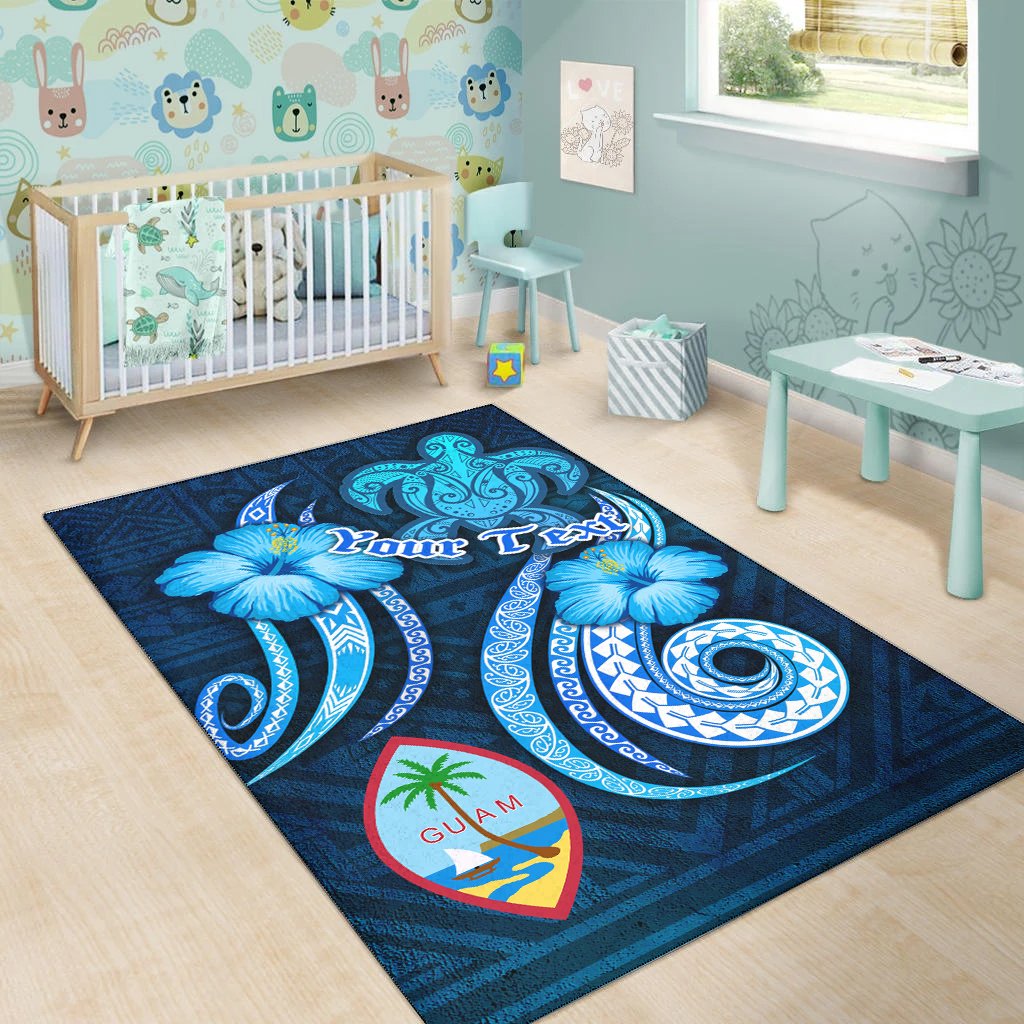 Guam Personalised Area Rug - Turtle and Tribal Tattoo Of Polynesian