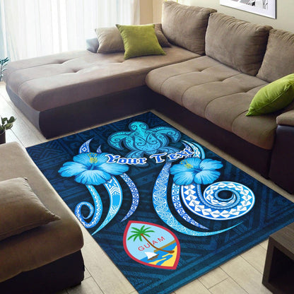 Guam Personalised Area Rug - Turtle and Tribal Tattoo Of Polynesian