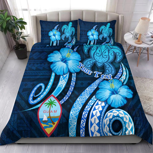 Guam Personalised Bedding Set - Turtle And Tribal Tattoo Of Polynesian