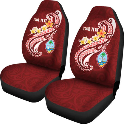 Guam Personalised Car Seat Covers  - Guam Seal Polynesian Patterns Plumeria (Red)