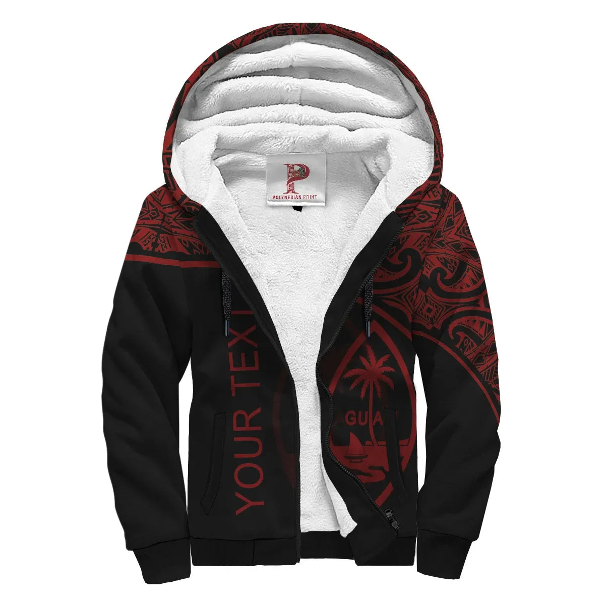 Guam Personalised Custom Polynesian Sherpa Hoodie - Curve Red