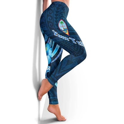 Guam Personalised Legging - Turtle and Tribal Tattoo Of Polynesian