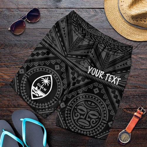 Guam Personalised Men Short - Guam Seal With Polynesian Tattoo Style (Black)