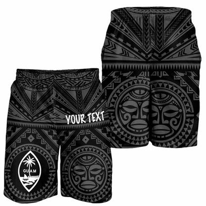 Guam Personalised Men Short - Guam Seal With Polynesian Tattoo Style (Black)