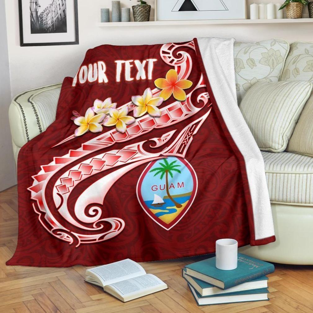 Guam Personalised Premium Blanket - Guam Seal Polynesian Patterns Plumeria (Red)