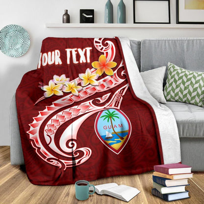 Guam Personalised Premium Blanket - Guam Seal Polynesian Patterns Plumeria (Red)