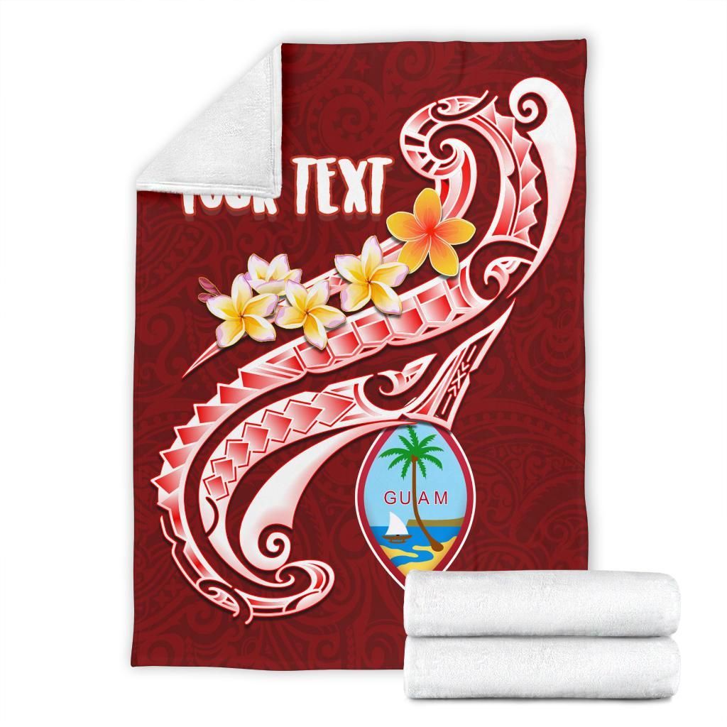 Guam Personalised Premium Blanket - Guam Seal Polynesian Patterns Plumeria (Red)