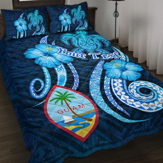 Guam Personalised Quilt Bed Set - Turtle and Tribal Tattoo Of Polynesian