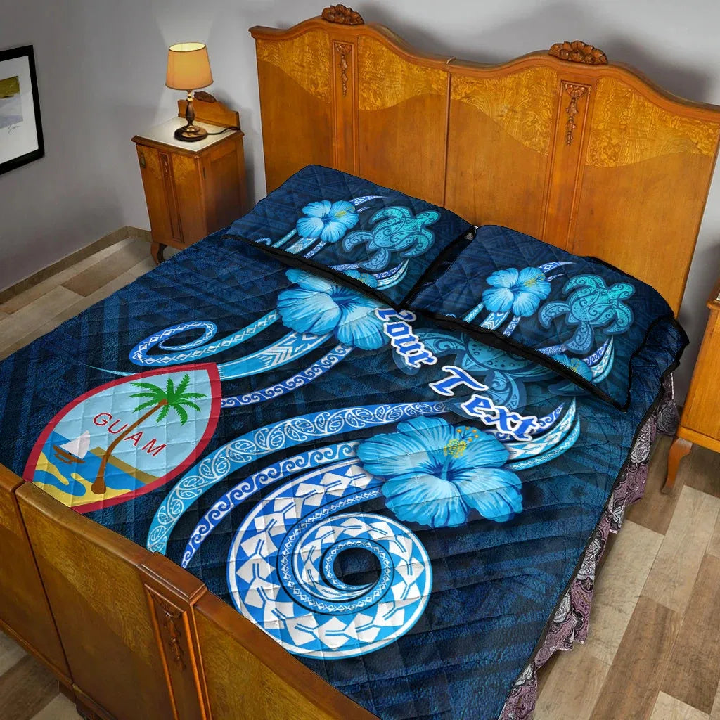 Guam Personalised Quilt Bed Set - Turtle and Tribal Tattoo Of Polynesian