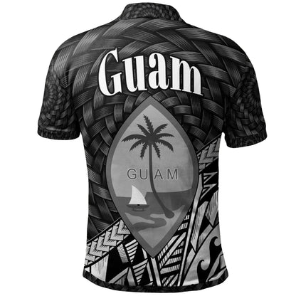 Guam Polo Shirt - Black Tapa Patterns With Bamboo