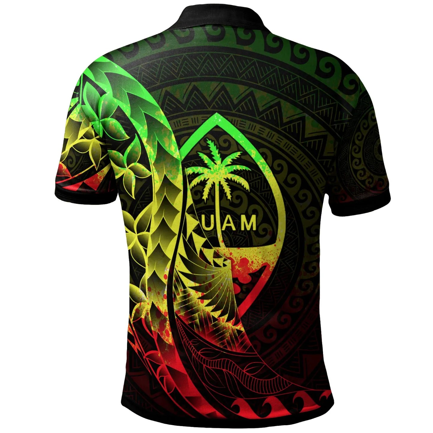 Guam Polo Shirt - Polynesian Pattern Style Reggae Color