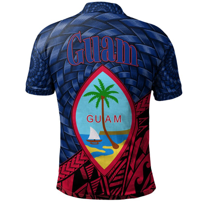 Guam Polo Shirt - Tamuning-Tumon-Harmon Tapa Patterns With Bamboo