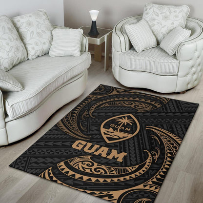 Guam Polynesian Area Rug - Gold Tribal Wave