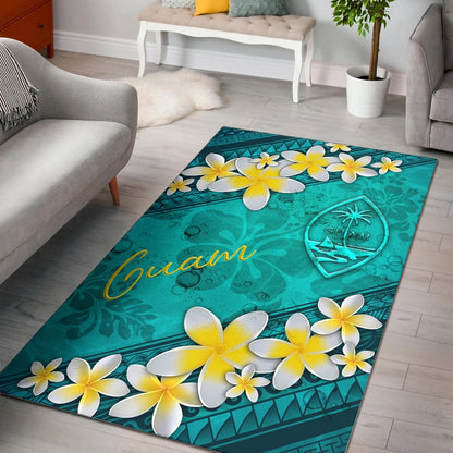 Guam Polynesian Area Rug - Plumeria With Blue Ocean