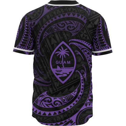 Guam Polynesian Baseball Shirt - Purple Tribal Wave