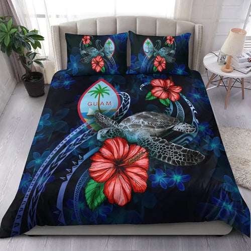 Guam Polynesian Bedding Set - Blue Turtle Hibiscus